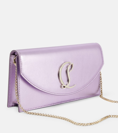 Christian Louboutin Loubi54 Small Logo Leather Clutch In Met Parme