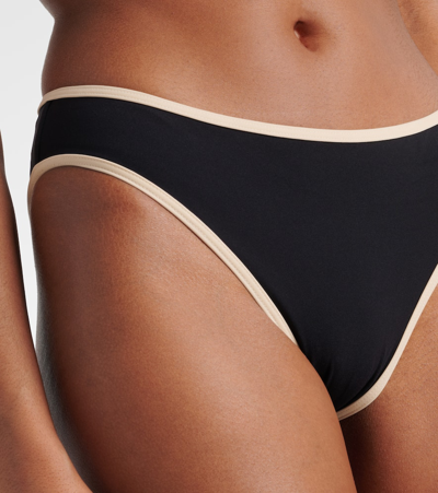 Totême Stripe Tie Bikini Bottoms Black In Black