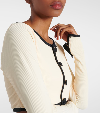 Same The Grace Cropped Rashguard In Cream Ribbed/black