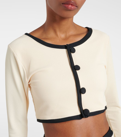 Shop Same The Grace Cropped Rashguard In Cream Ribbed/black