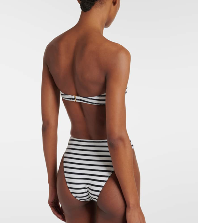 Same Rose Striped High-rise Bikini Bottoms In Cream Black Stripe
