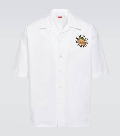 Shop Kenzo Cotton Poplin Bowling Shirt In White