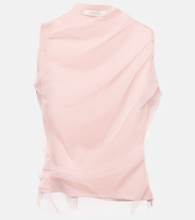 Shop Dorothee Schumacher Draped Tulle Top In  Light Rose