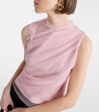 Shop Dorothee Schumacher Draped Tulle Top In  Light Rose
