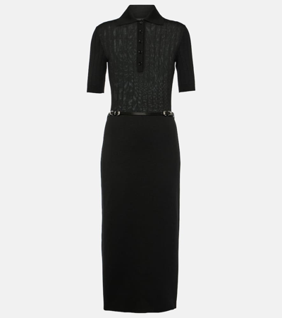 Shop Givenchy Voyou Belted Wool Shirt Dress In Black