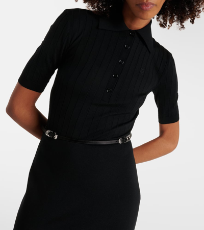Shop Givenchy Voyou Belted Wool Shirt Dress In Black