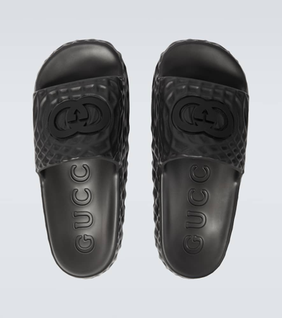 Shop Gucci Interlocking G Slides In Nero/nero