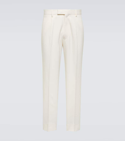 Shop Zegna Cotton And Wool Straight Pants In White