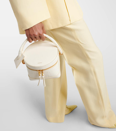 Shop Jacquemus Le Vanito Leather Shoulder Bag In Light Ivory