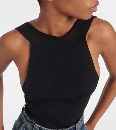 Khaite Campagna Open-back Stretch-knit Thong Bodysuit In Black