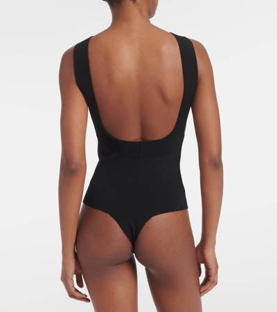 Khaite Campagna Open-back Stretch-knit Thong Bodysuit In Black