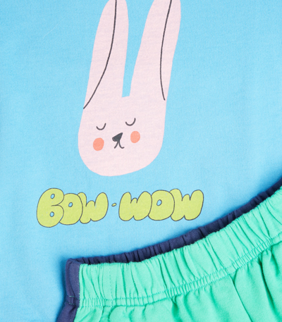 Jellymallow Rabbit Cotton Jersey Sweatshirt And Sweatpants Set In Mint