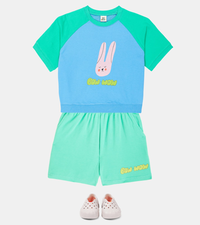 Jellymallow Rabbit Cotton Jersey Sweatshirt And Sweatpants Set In Mint