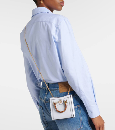 Gucci Diana Leather Mini Bag In Snow Lt Blue