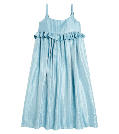 Shop Caroline Bosmans Ruffle-trimmed Lamé Dress In Sky