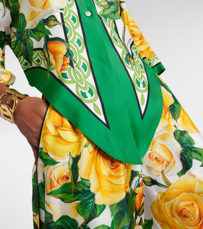 Shop Dolce & Gabbana Floral Silk Shirt In Rose Gialle B.verde