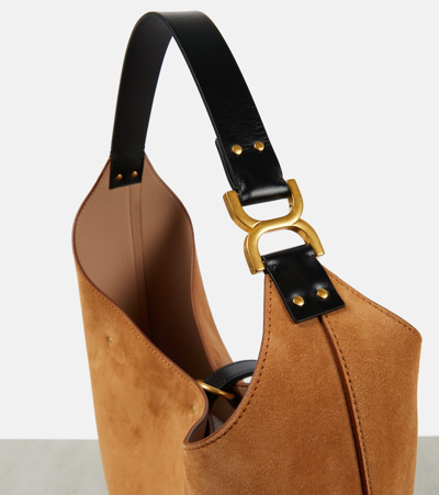 Chloé Marcie Small Suede Shoulder Bag In Tan