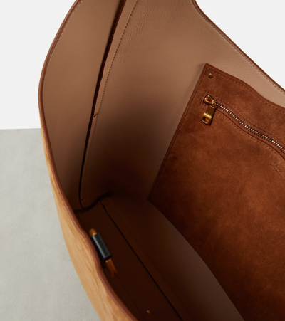 Chloé Marcie Small Suede Shoulder Bag In Tan