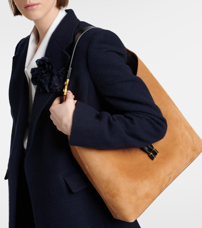 Chloé Marcie Small Suede Shoulder Bag In Tan