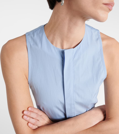 Ami Alexandre Mattiussi Godet Cotton Poplin Shirt Dress In Cashmere Blue