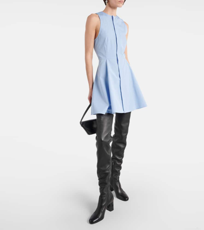 Ami Alexandre Mattiussi Godet Cotton Poplin Shirt Dress In Cashmere Blue