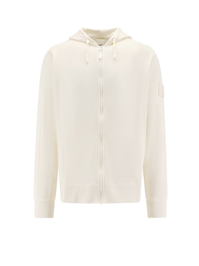 Shop Stone Island Logo Patch Zipped Hoodie In White