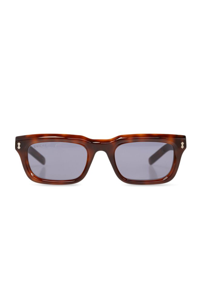 Shop Gucci Eyewear Rectangle Frame Sunglasses In Brown