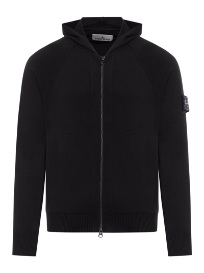 Shop Stone Island Logo Patch Zip Up Sweater In Black