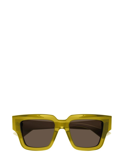 Shop Bottega Veneta Eyewear Rectangle Frame Sunglasses In Yellow