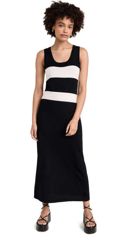Shop Lna Anine Stripe Tank Dress Black W/ White Stripe