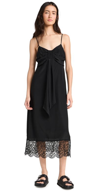 Shop Simone Rocha Slip Dress W/ Front Bow Black