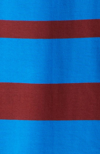 Shop Wales Bonner City Stripe Sun Patch Long Sleeve Oragnic Cotton Polo In Blue And Red