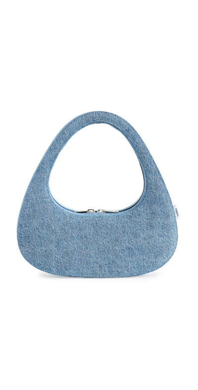 Shop Coperni Denim Baguette Swipe Bag Washed Blue