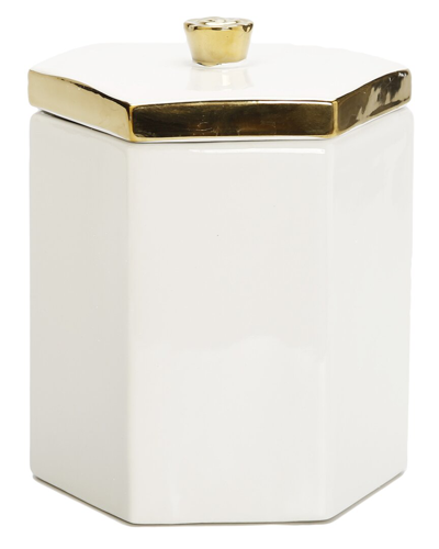 Shop Vivience 7.5in White Hexagon Shaped Box With Gold Flower Knob On Cover