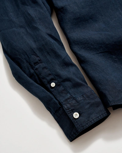 Billy Reid Tuscumbia Linen Shirt Button Down In Carbon Blue