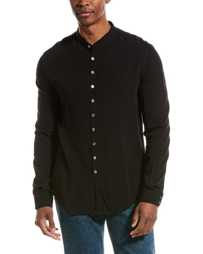 Shop John Varvatos Multi Button Band Collar Shirt In Black