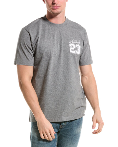 Off-white Slim Fit Crewneck T-shirt With Embroideries In Grey
