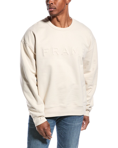 Shop Frame Denim Embossed Crewneck Sweatshirt In White