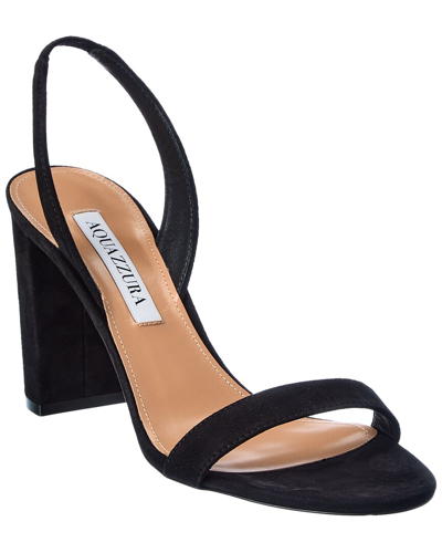 Shop Aquazzura So Nude 85 Suede Slingback Sandal In Black