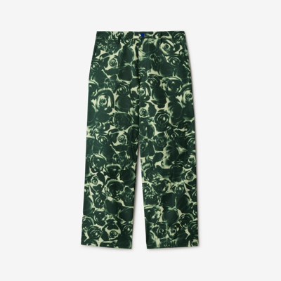 Shop Burberry Rose Cotton Trousers In Ivy