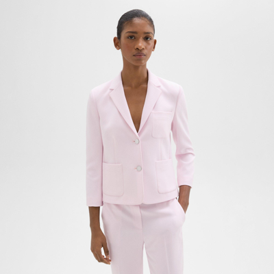 Shop Theory Boxy Patch Pocket Blazer In Admiral Crepe In Bloom