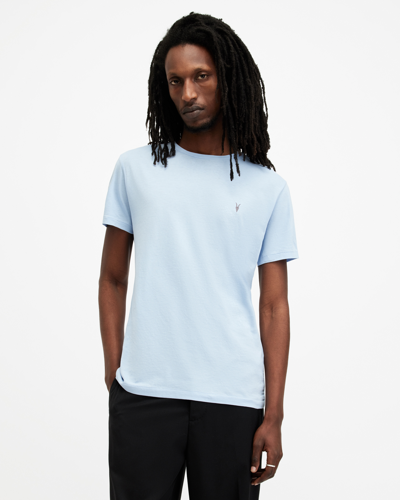 Shop Allsaints Tonic Crew Neck Slim Ramskull T-shirt, In Blizzard Blue