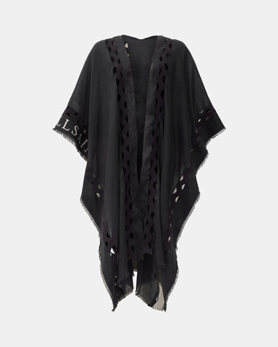 Shop Allsaints Clarissa Logo Print Ruana Scarf In Black