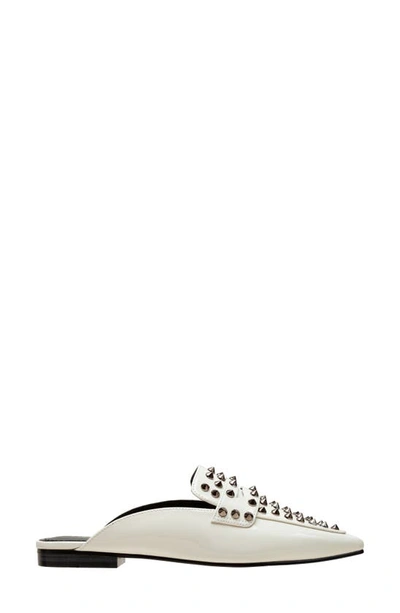 Lisa Vicky Mojo Studded Pointed Toe Mule In Winter White Patent