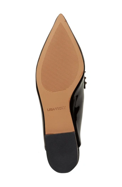 Lisa Vicky Mojo Studded Pointed Toe Mule In Black Patent