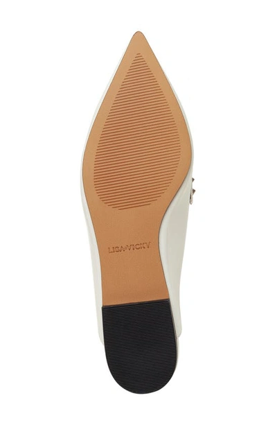Lisa Vicky Mojo Studded Pointed Toe Mule In Winter White Patent