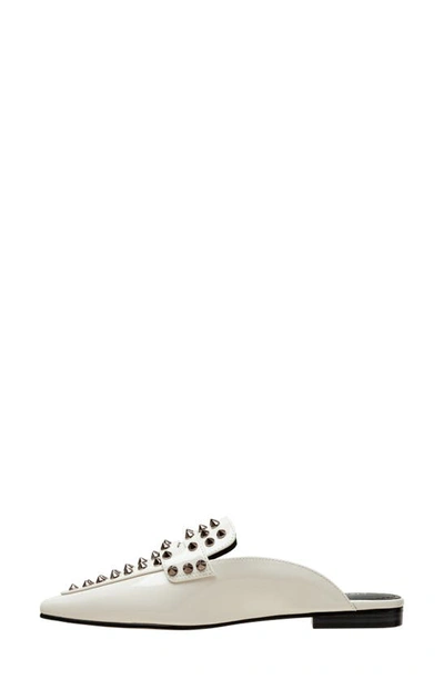 Shop Lisa Vicky Mojo Studded Pointed Toe Mule In Winter White Patent