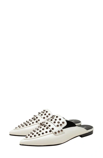 Lisa Vicky Mojo Studded Pointed Toe Mule In Winter White Patent