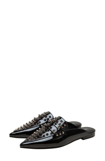 Lisa Vicky Mojo Studded Pointed Toe Mule In Black Patent