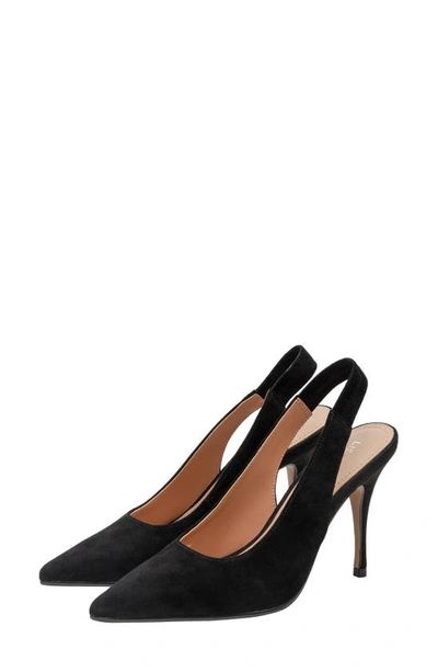 Shop Lisa Vicky Piper Pointed Toe Slingback Pump In Black Suede